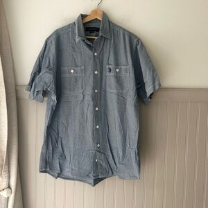 Y2K U.S. Polo Assn. Mens Large Light Blue 100% Cotton Short Sleeve Button Shirt